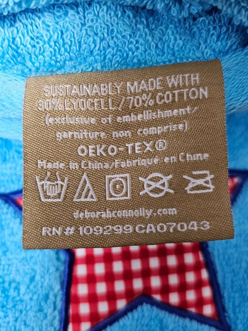Deborah Connolly Hand Towels Blue Embroidered Star Red Plaid Watermelon New 6pc